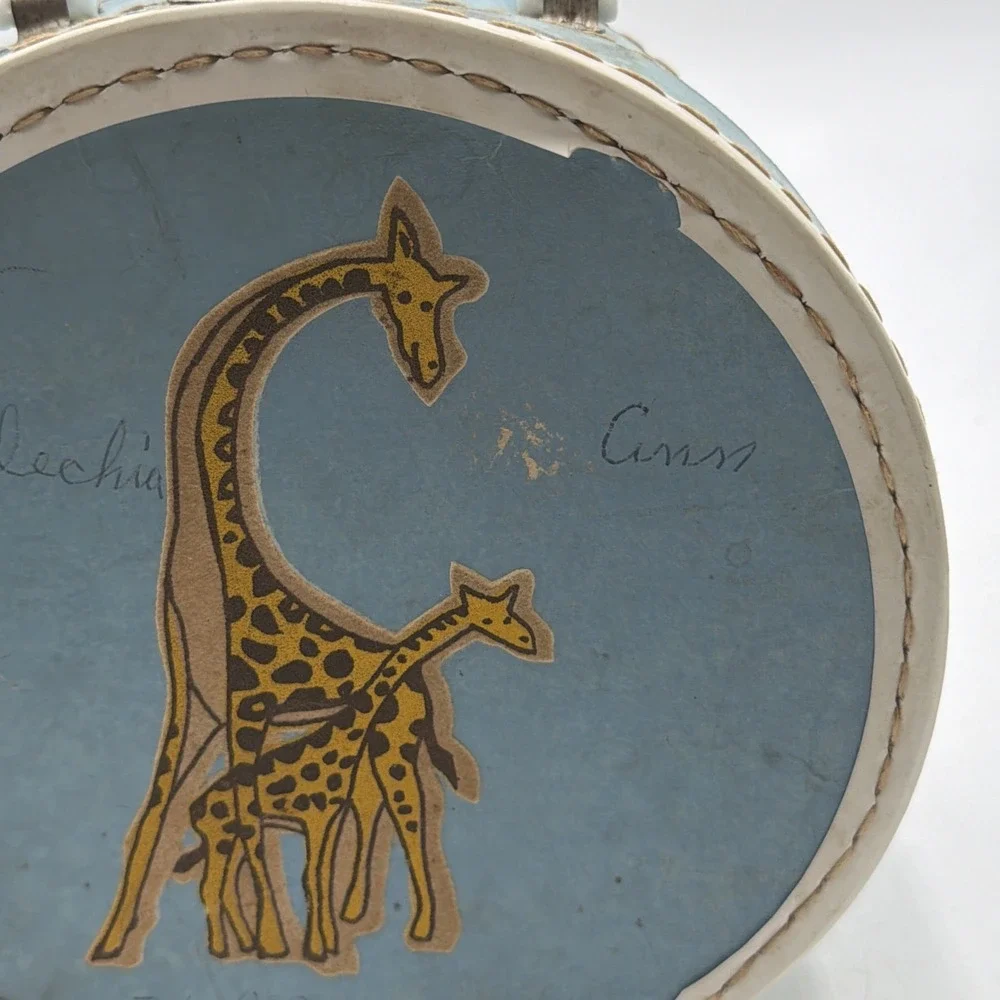 RARE VINTAGE 1960's Child's/Doll's Travel Case Flocked Giraffes